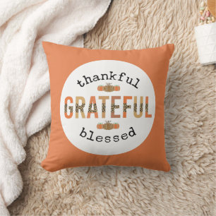 Thankful Grateful Blessed Cute Fall Thanksgiving  Cushion
