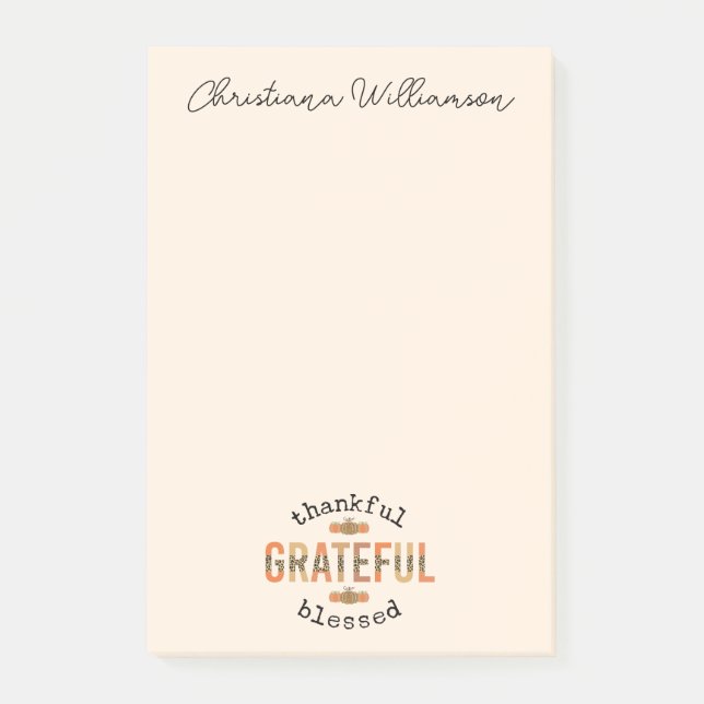 Thankful Grateful Blessed Cute Fall Thanksgiving Post-it Notes (Front)