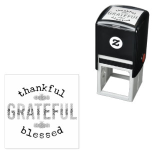 Thankful Grateful Blessed Cute Fall Thanksgiving  Self-inking Stamp