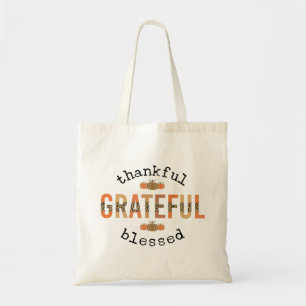 Thankful Grateful Blessed Cute Fall Thanksgiving Tote Bag