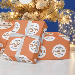 Thankful Grateful Blessed Cute Fall Thanksgiving  Wrapping Paper