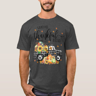 Thankful Grateful Blessed Cute Pumpkins Truck Autu T-Shirt