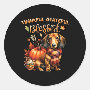 Thankful Grateful Blessed Dachshund Dog Fall Y'all Classic Round Sticker