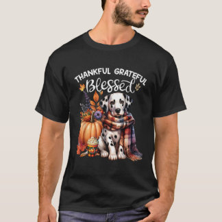 Thankful Grateful Blessed Dalmatian dog Fall Y all T-Shirt