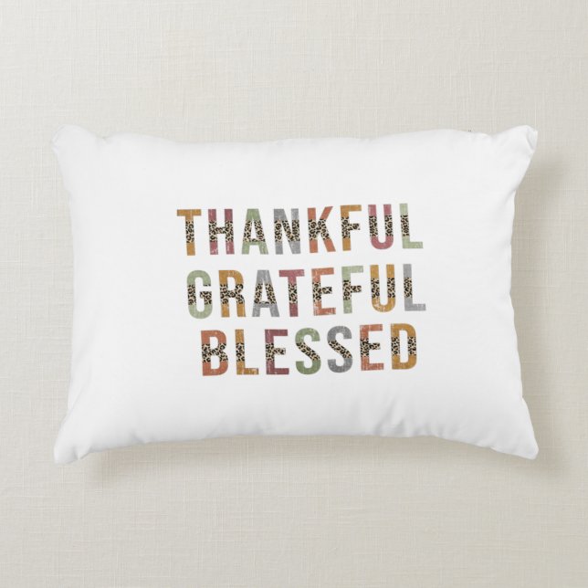 Thankful, Grateful, Blessed Decorative Cushion (Front)