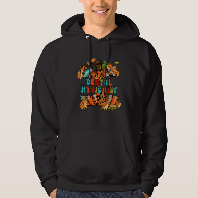 Thankful Grateful Blessed Dental Hygienist Pumpkin Hoodie (Front)