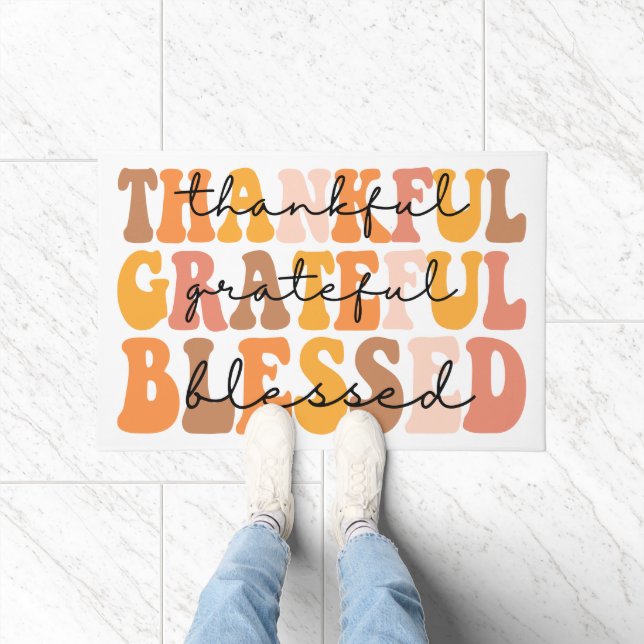 Thankful Grateful Blessed Doormat (Indoor)