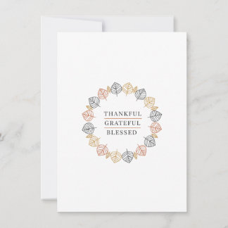 "Thankful Grateful Blessed" Elegant Autumn Wreath Holiday Card