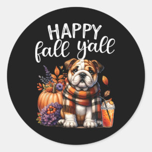 Thankful Grateful Blessed English Bulldog Fall Y'a Classic Round Sticker