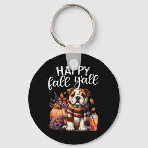 Thankful Grateful Blessed English Bulldog Fall Y'a Key Ring