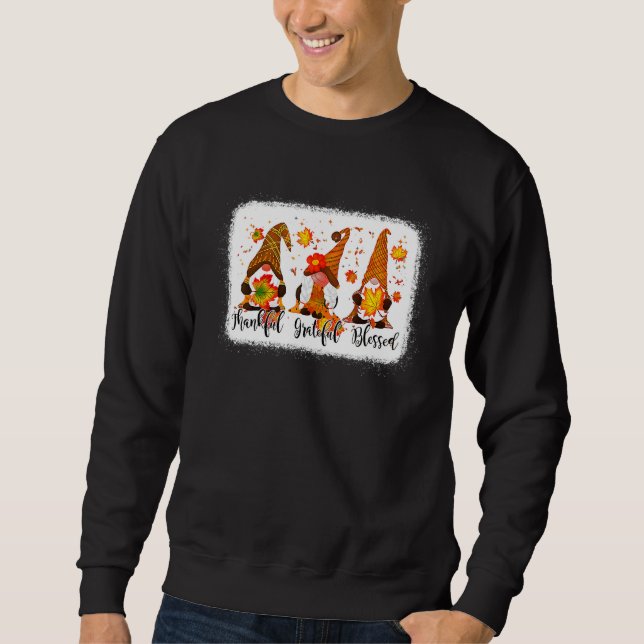 Thankful Grateful Blessed Fall Gnomes Autumn Thank Sweatshirt (Front)