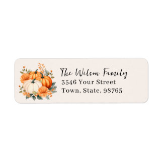 Thankful Grateful Blessed Fall Pumpkin Custom Name Return Address Label