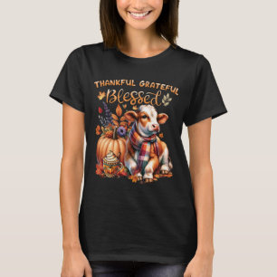 Thankful Grateful Blessed Farm Cow T-Shirt