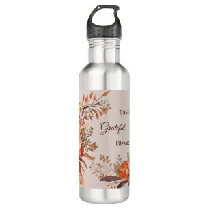 Thankful grateful blessed Floral Thanksgiving 710 Ml Water Bottle