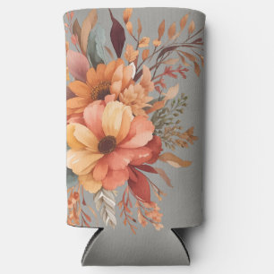 Thankful grateful blessed Floral Thanksgiving  Seltzer Can Cooler