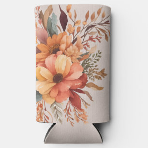 Thankful grateful blessed Floral Thanksgiving  Seltzer Can Cooler