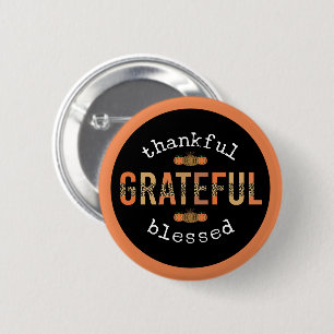 Thankful Grateful Blessed Fun Leopard Print Fall 6 Cm Round Badge