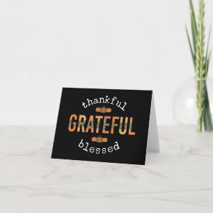 Thankful Grateful Blessed Fun Leopard Print Fall Thank You Card
