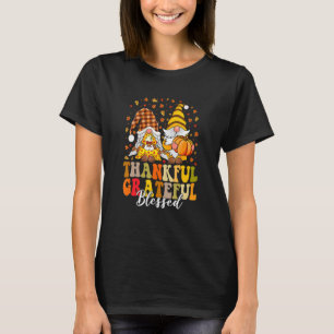 Thankful Grateful Blessed Gnome Pumpkin Thanksgivi T-Shirt