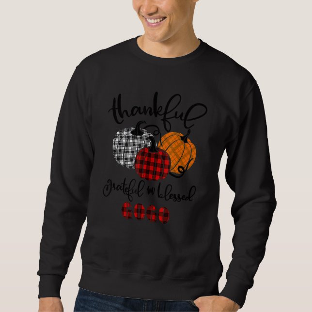 Thankful Grateful Blessed Gogo Autumn Fall Pumpkin Sweatshirt (Front)