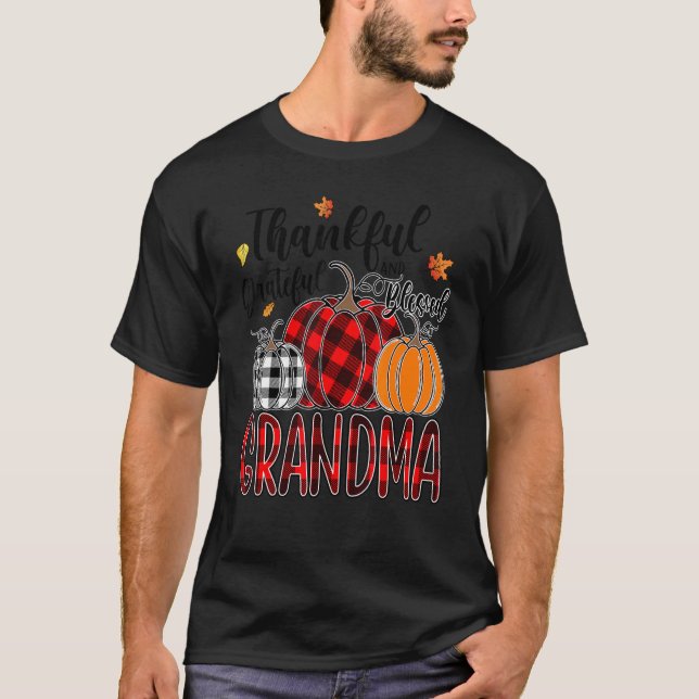 Thankful Grateful Blessed Grandma Pumpkin Truck Th T-Shirt (Front)