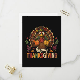 Thankful Grateful Blessed Happy Thanksgiving Invitation Postcard