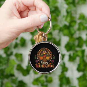 Thankful Grateful Blessed Happy Thanksgiving Key Ring