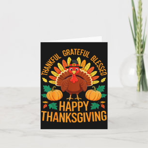 Thankful Grateful Blessed Happy Thanksgiving Shirt Card