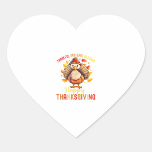 Thankful Grateful Blessed Happy Thanksgiving Turke Heart Sticker