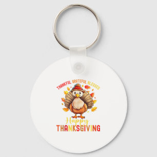 Thankful Grateful Blessed Happy Thanksgiving Turke Key Ring