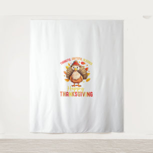 Thankful Grateful Blessed Happy Thanksgiving Turke Tapestry