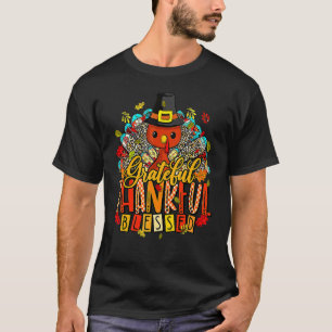Thankful Grateful Blessed Heart Turkey Hat Thanksg T-Shirt