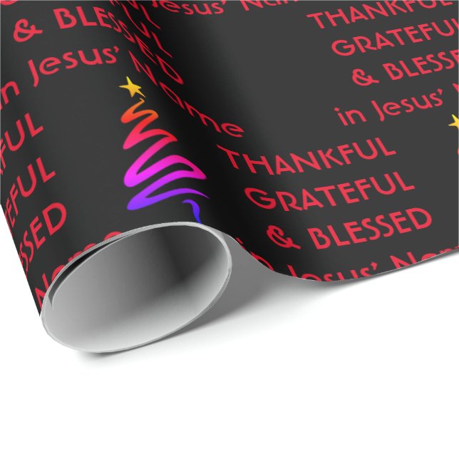 THANKFUL GRATEFUL BLESSED | Jesus Black| Christmas Wrapping Paper (Roll Corner)