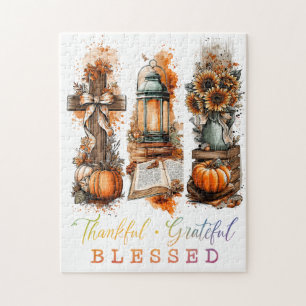 Thankful Grateful Blessed  Jigsaw Puzzle