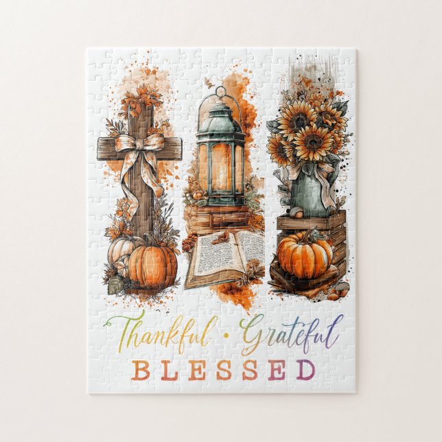 Thankful Grateful Blessed  Jigsaw Puzzle (Vertical)
