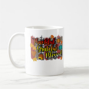 Thankful Grateful Blessed Leopard Pumpkin Fall Vib Coffee Mug