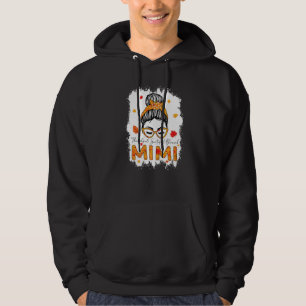 Thankful Grateful Blessed Mimi Pumpkins Messy Bun  Hoodie