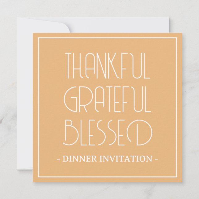 Thankful Grateful Blessed Minimalist Thanksgiving Invitation (Front)