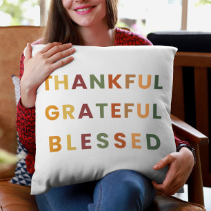 Thankful Grateful Blessed – Modern Fall Throw Cushion