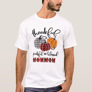 Thankful Grateful Blessed Mommom Buffalo Plaid Tha T-Shirt