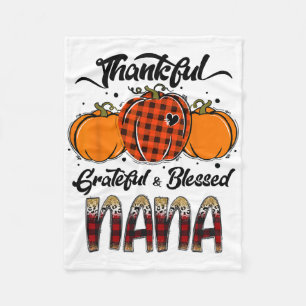 Thankful Grateful Blessed Nana Plaid Thanksgiving Fleece Blanket