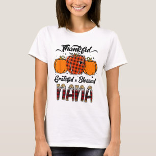 Thankful Grateful Blessed Nana Plaid Thanksgiving T-Shirt