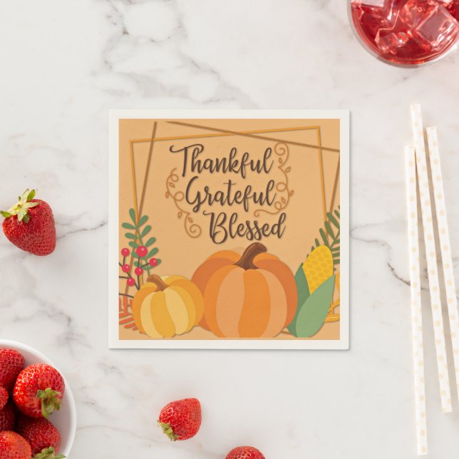 Thankful, Grateful, Blessed Napkin (Insitu)