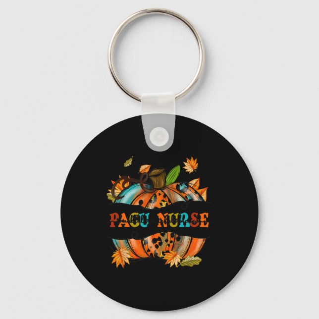 Thankful Grateful Blessed PACU Nurse Pumpkin Autum Key Ring (Front)