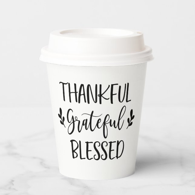 Thankful Grateful Blessed Paper Cups (Front)