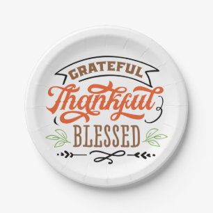 thankful grateful blessed paper plate