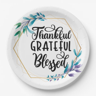 Thankful Grateful Blessed Paper Plate