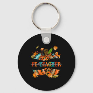 Thankful Grateful Blessed PE Teacher Pumpkin Autum Key Ring