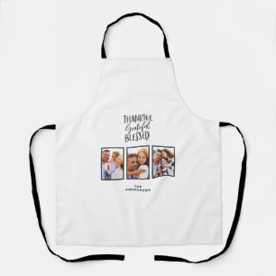 Thankful grateful blessed photo thanksgiving apron