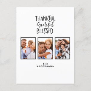 Thankful grateful blessed photo thanksgiving faux postcard
